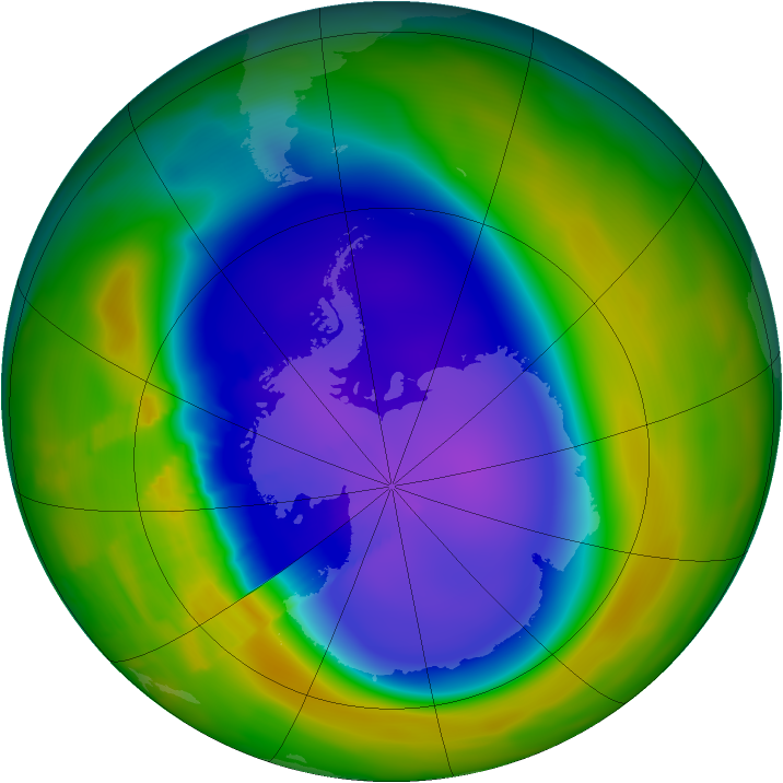 Antarctic ozone map for 18 October 2011